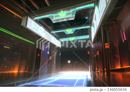 ゲーム背景　未来ステーション駅のホームエントランスゾーン 130055630