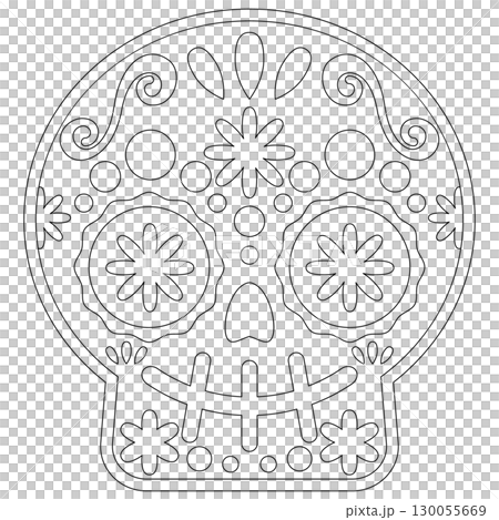 塗り絵もできるカラベラの線画のベクターイラスト 130055669