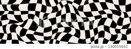 Trippy melting checkerboard. Retro groovy background. Wavy distorted chessboard surface. Psychedelic optical pattern.. Trippy melting checkerboard. Retro groovy background. Wavy distorted chessboard surface. Psychedelic optical pattern.. 130055691