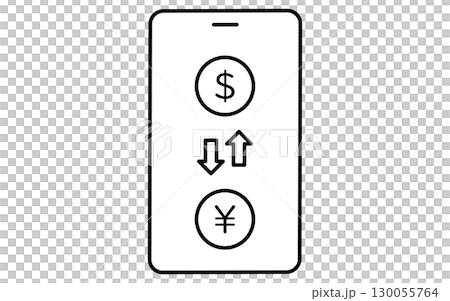 網路貨幣兌換金融科技圖標，黑白 130055764