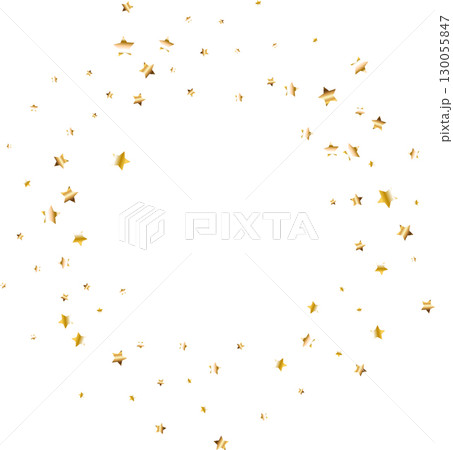 Confetti explosion. Golden serpentine ribbons frame design 130055847