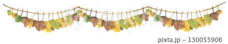 Watercolor Autumn Leaf Garland. Thanksgiving Decoration, Fall Bunting, Cozy Harvest Ornament. Vintage Leaf String Decor. 130055906