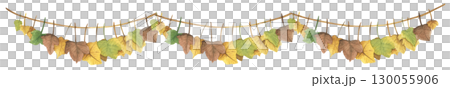 Watercolor Autumn Leaf Garland. Thanksgiving Decoration, Fall Bunting, Cozy Harvest Ornament. Vintage Leaf String Decor. 130055906