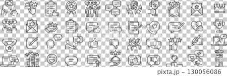 ベクターでモノクロのレビューに関する線画アイコンセット ベクターでモノクロのレビューに関する線画アイコンセット 130056086