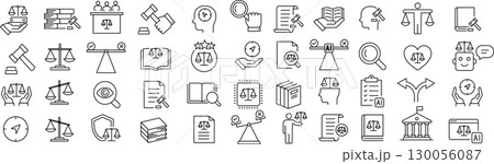 ベクターでモノクロの倫理に関する線画アイコンセット 130056087