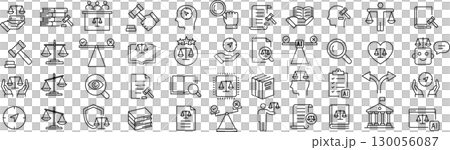 Vector monochrome ethics line icon set 130056087