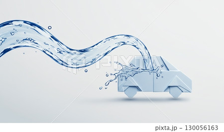 最高の流れ！折り紙風のダイナミックな車イラスト 130056163