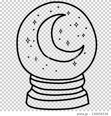 Hand drawn crystal ball illustrations with magical doodle designs featuring stars sparkles smoke and swirling energy for witchy journaling scrapbooking stickers spellbook covers and mystical crafts 130056536