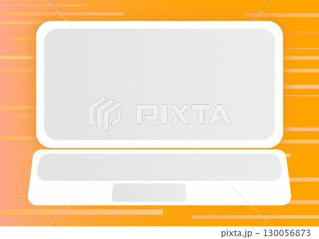 パソコンとオレンジ色の背景 IT PC ビジネス パソコンとオレンジ色の背景 IT PC ビジネス 130056873