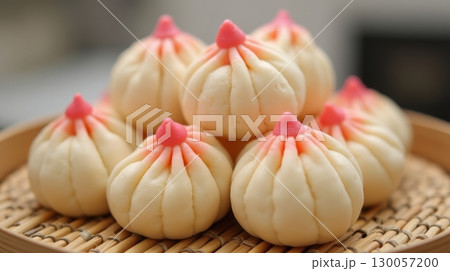 Traditional Chinese peach-shaped steamed buns 130057200