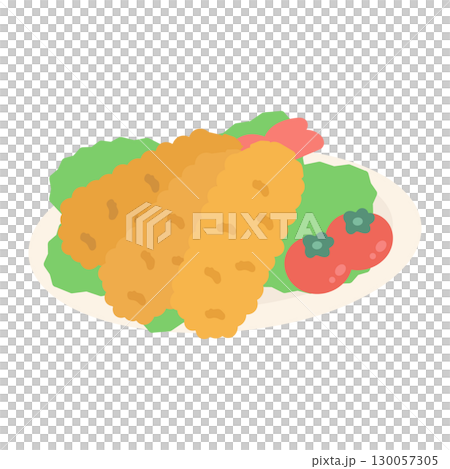 お皿に乗ったエビフライ　イラスト 130057305