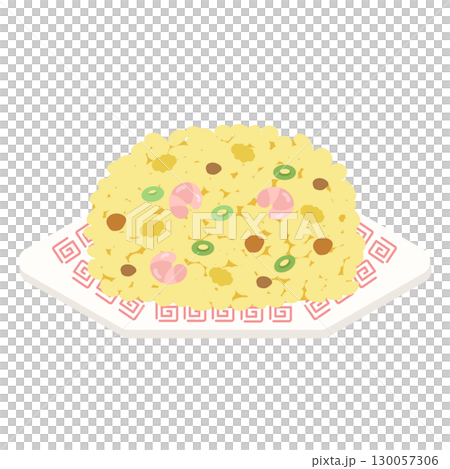 お皿に乗った炒飯　イラスト 130057306