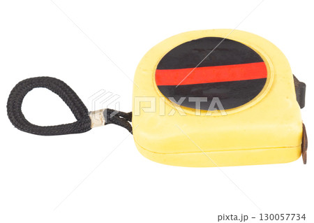 Yellow tape measure isolated on white background 130057734