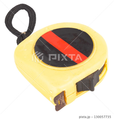 Yellow tape measure isolated on white background Yellow tape measure isolated on white background 130057735