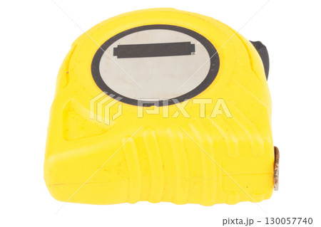 Yellow tape measure isolated on white background Yellow tape measure isolated on white background 130057740