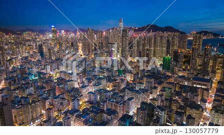 Aug 22 2025 Night View of Sham Shui Po District Hong Kong 130057779