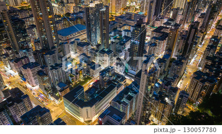Aug 22 2025 Night View of Sham Shui Po District Hong Kong 130057780