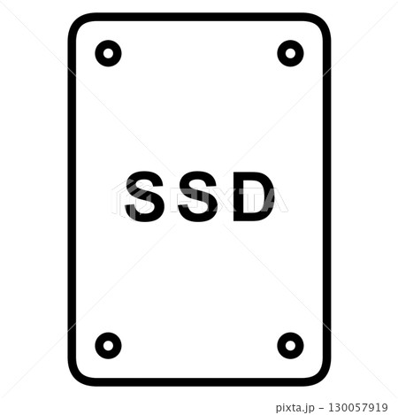 SSDの線画イラスト　ストレージデバイス アイコン 130057919