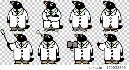 一隻穿著白色實驗服的鳥作為老師的插圖 130058266