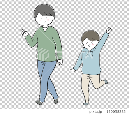 パパと歩く男の子 パパと歩く男の子 130058283