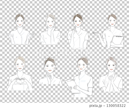 手繪女性、美容師、護理師插圖 手繪女性、美容師、護理師插圖 130058322