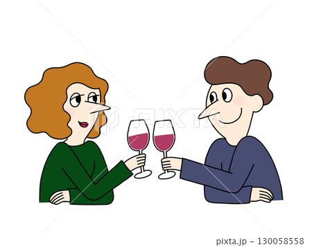 ワインで乾杯する男女 130058558