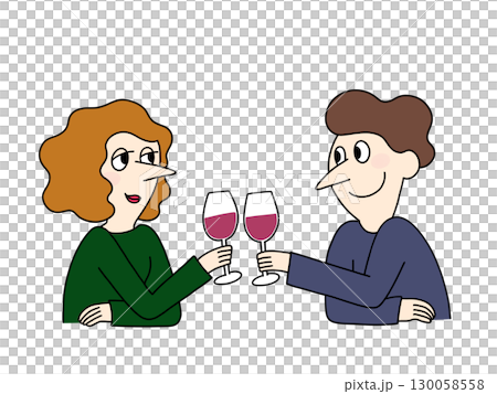 ワインで乾杯する男女 130058558