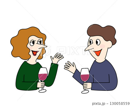 ワインを飲む男女 130058559