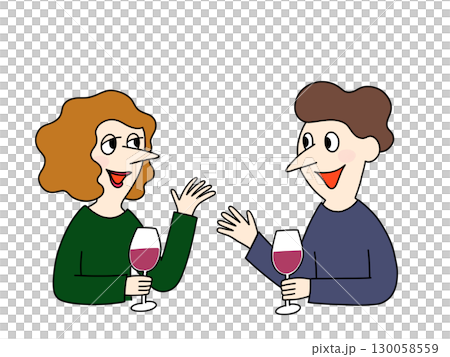 ワインを飲む男女 130058559
