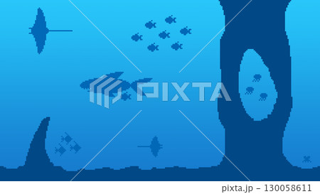 ドット絵背景 海底 （昼） 130058611