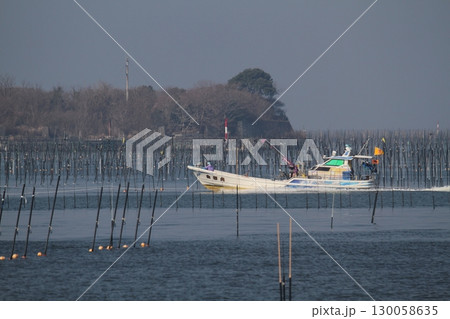 大牟田市　有明海　海苔畑、 130058635