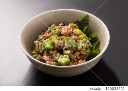 梅オクラ　納豆　塩昆布和え 130058692