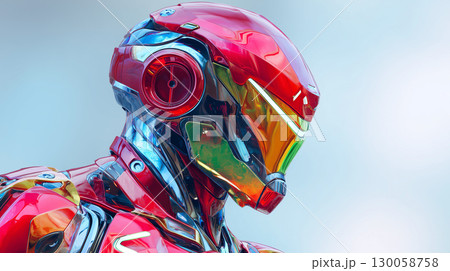虹色に輝くアーマースーツを纏った未来ロボット戦士 130058758