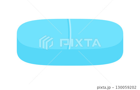 細長い形の水色の錠剤のイラスト- カプレット型の薬･サプリメント･ドラッグ等のシンプルなタブレット 130059202