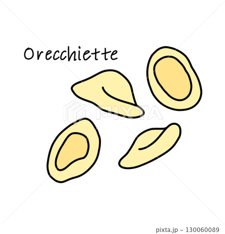 Orecchiette pasta illustration in doodle style, handful of macaroni isolated on white 130060089