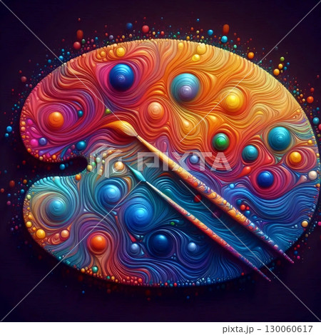 A neumorphic paint palette icon, AI generated image 130060617