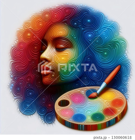 A neumorphic paint palette icon, AI generated image 130060618