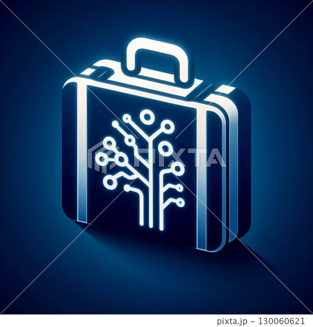 A neumorphic suitcase icon, AI generated image 130060621