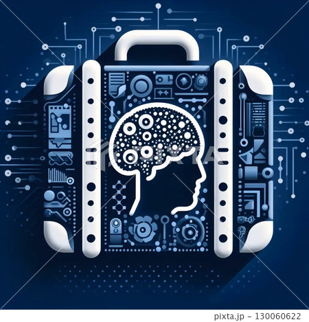 A neumorphic suitcase icon, AI generated image 130060622