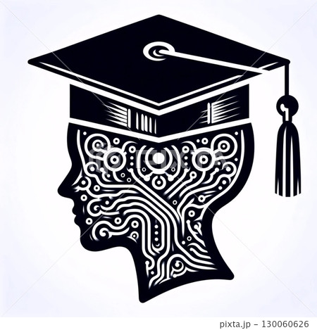 A neumorphic graduation cap icon, AI generated image 130060626
