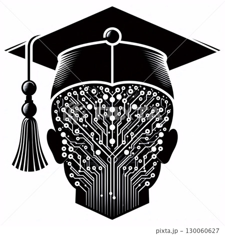 A neumorphic graduation cap icon, AI generated image 130060627
