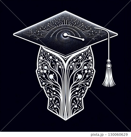 A neumorphic graduation cap icon, AI generated image 130060629