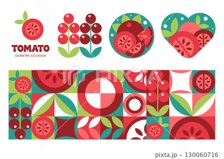 Tomato Abstract Geometric Pattern with logo in a vector illustration Tomato Abstract Geometric Pattern with logo in a vector illustration 130060716