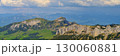Scenic view of mountain peaks under a partly cloudy sky in the Swiss Alps during the summer season 130060881