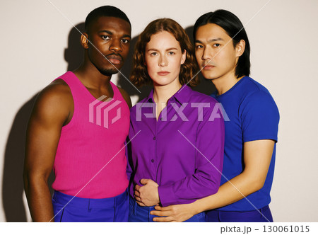 group in bisexual pride colors, generative AI 130061015