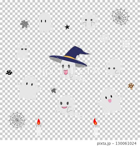 ハロウィンのおばけキャラクターセット｜魔女帽子,クモの巣,ろうそく 130061024