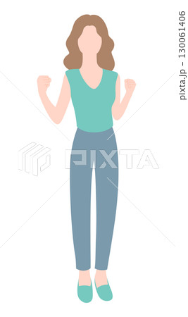 Woman standing with their fists clenched. 130061406