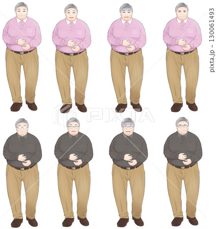 ふくよかな高齢男性の表情セット ふくよかな高齢男性の表情セット 130061493