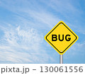 Yellow transportation sign with word bug on blue color sky background 130061556