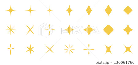 シンプルな星・キラキラのアイコンセット 黄色 simple shining icon set シンプルな星・キラキラのアイコンセット 黄色 simple shining icon set 130061766
